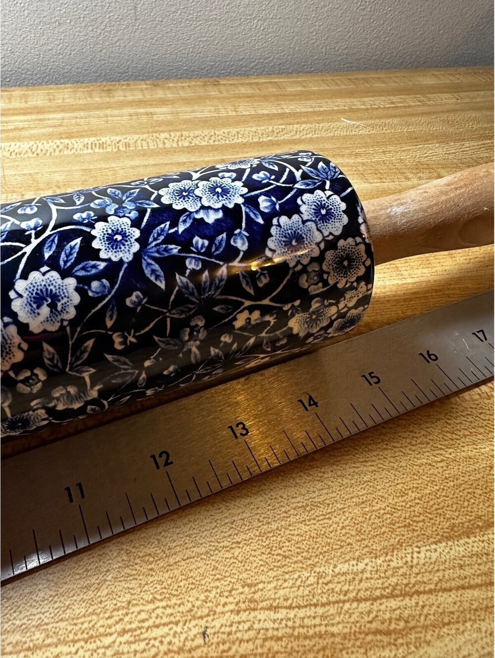 Vintage Staffordshire England Blue Burleigh Rolling Pin 20" - Picture 5 of 11